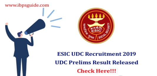 ESIC UDC Recruitment 2019