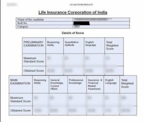 lic aao scorecard sample