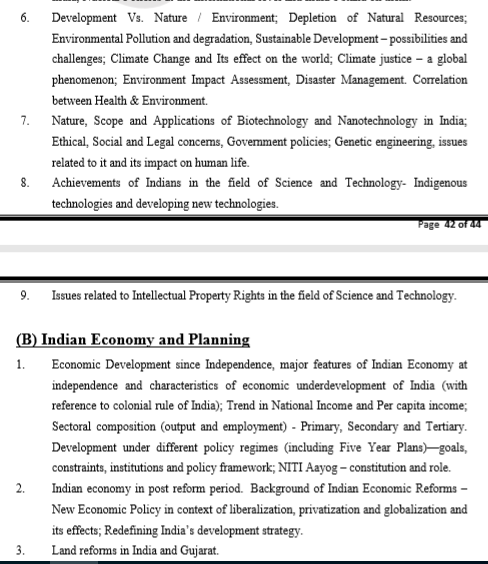 GPSC Civil Services Mains GS Paper 3 Syllabus