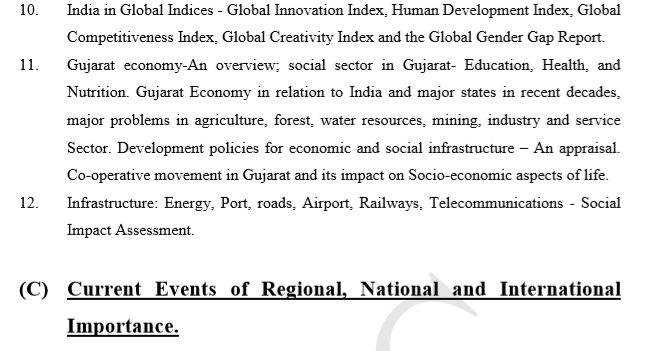 GPSC Civil Services Mains GS Paper 3 Syllabus