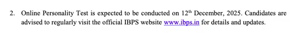 IBPS PO Personality Test Date